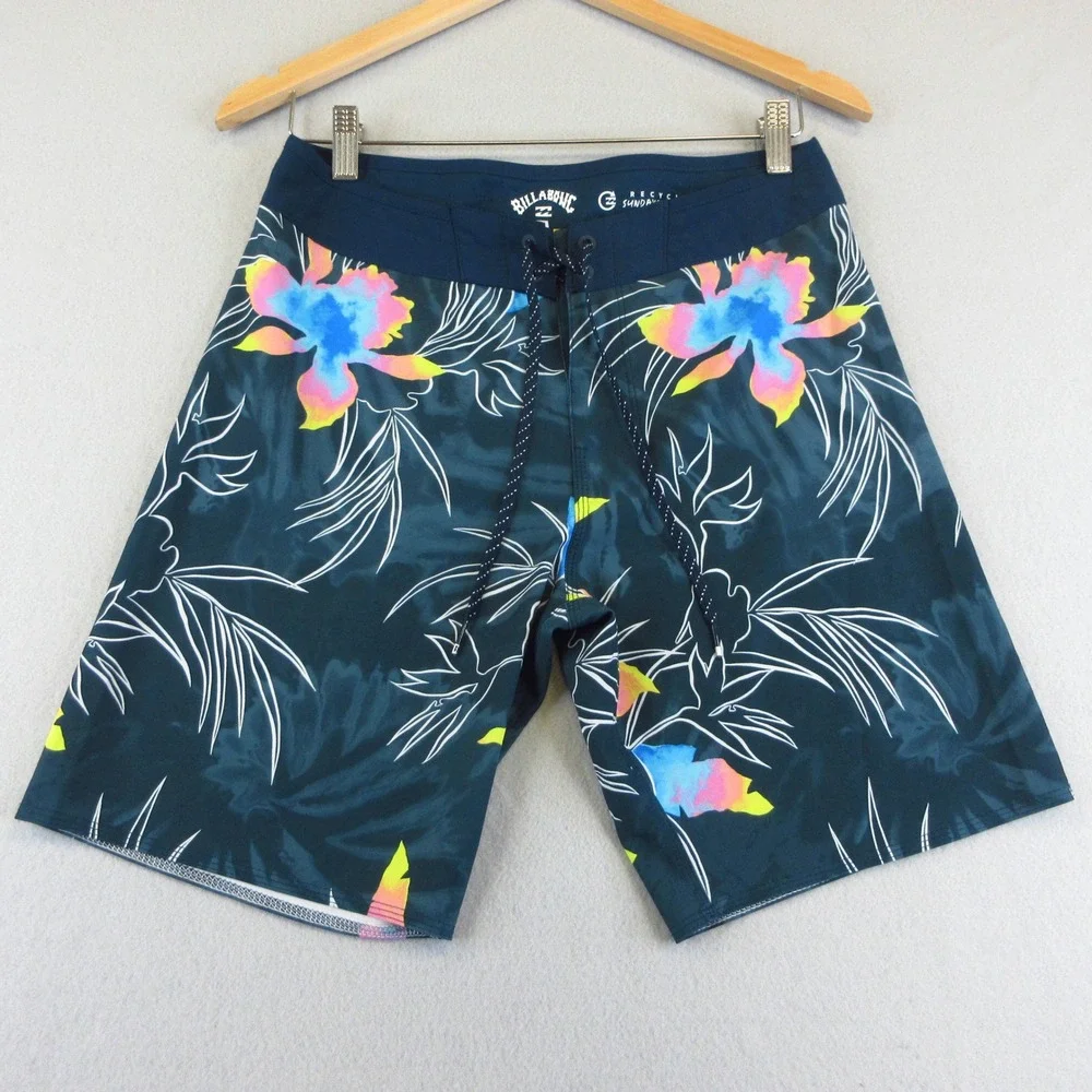 Billabong Board Shorts Mens 28 Navy Blue Floral Recycler Sundays Airlite Surf